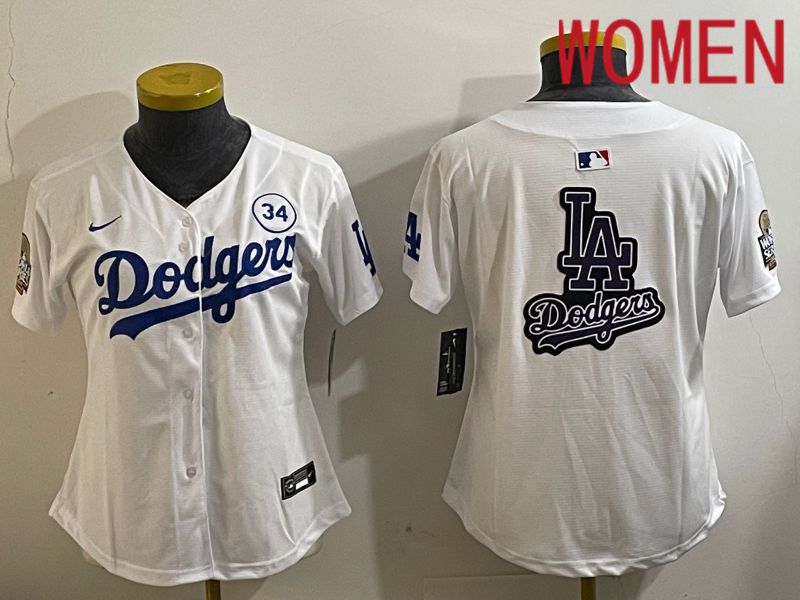 Women Los Angeles Dodgers Blank White Game 2024 Nike MLB Jersey style 11216